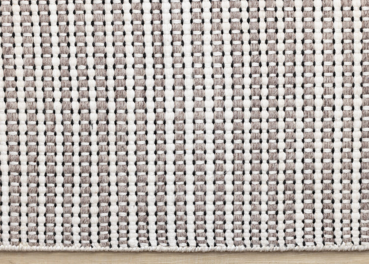 Aspen White Taupe Black Stripe Pattern Woven Rug