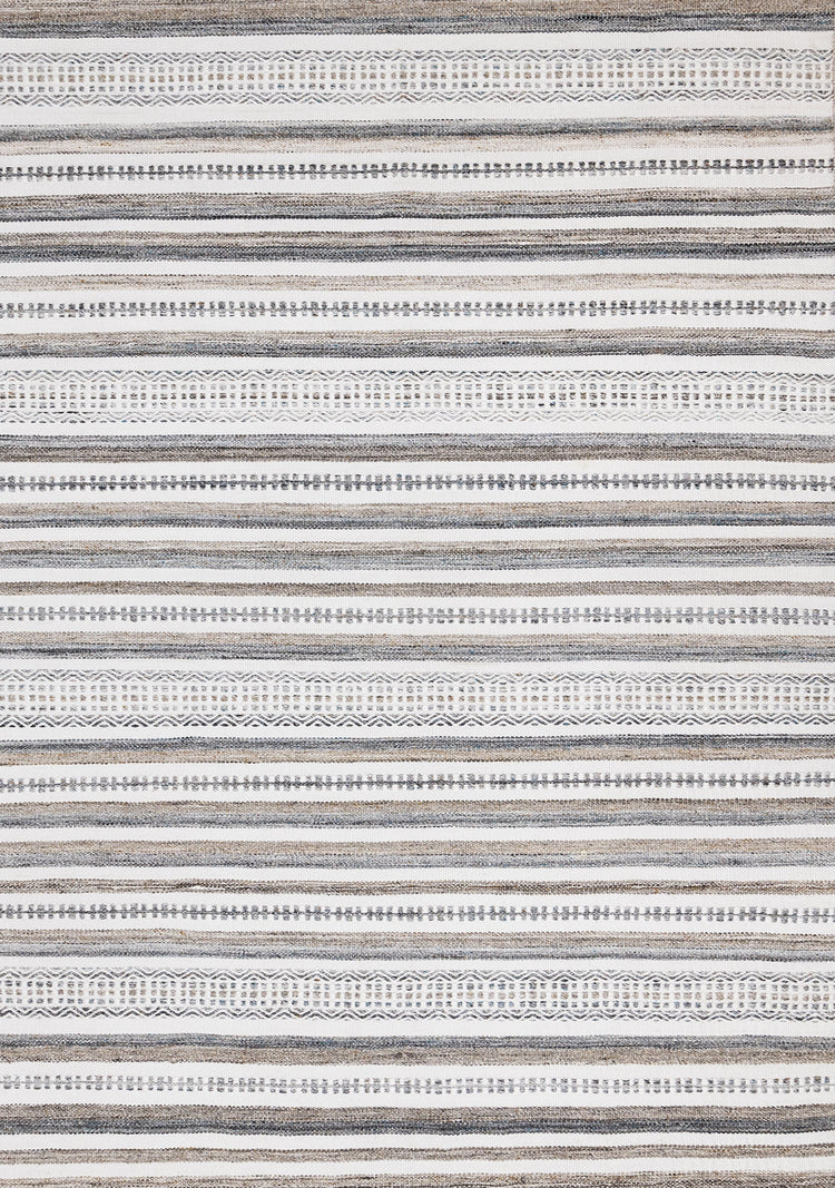 Aspen White Grey Brown Striped Southwestern Pattern Rug