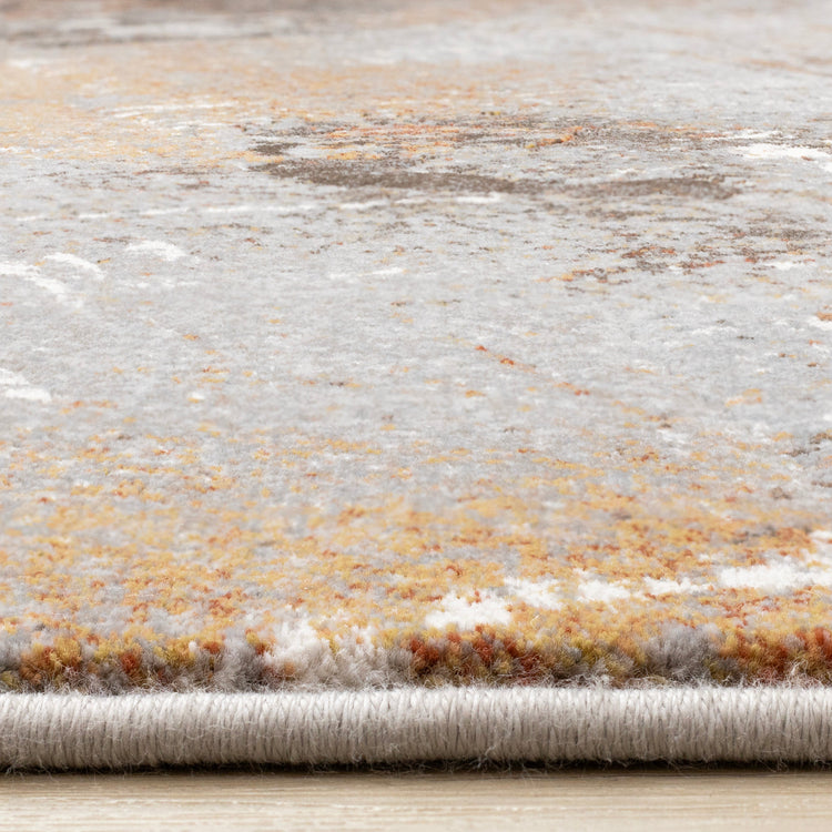 Aurora Grey Orange White Distressed Abstract Rug