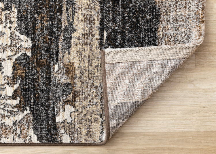 Aurora Grey Black Cream Brown Stormy Sky Rug