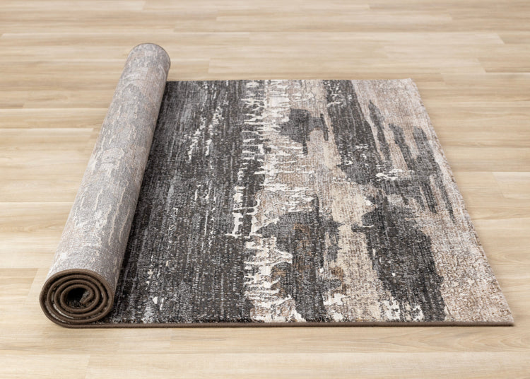 Aurora Grey Black Cream Brown Stormy Sky Rug