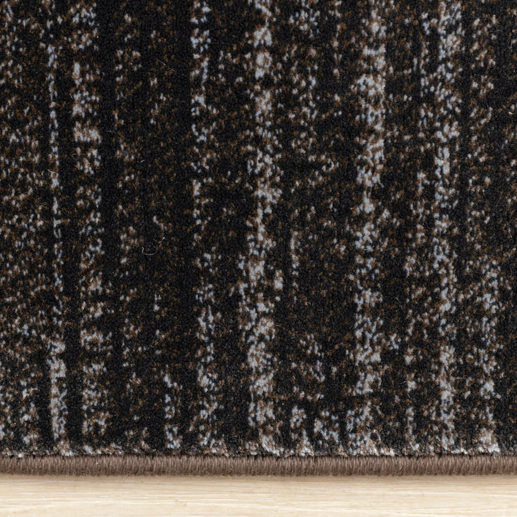 Aurora Black Beige Distressed Sound Wave Border Rug