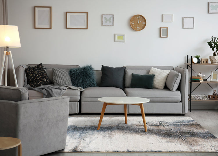 Breeze Cream Blue Brown Urban Rift Rug