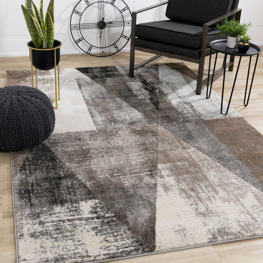 Breeze Cream Brown Grey Robust Triangle Rug