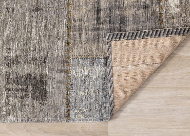 Cathedral Grey Cream Distressed Patchwork Rug