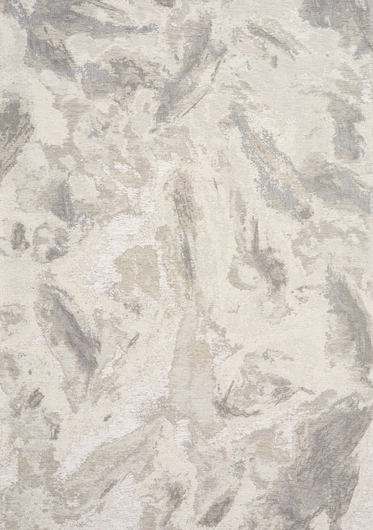 Cathedral Cream Grey Marble Pattern Chenille Rug