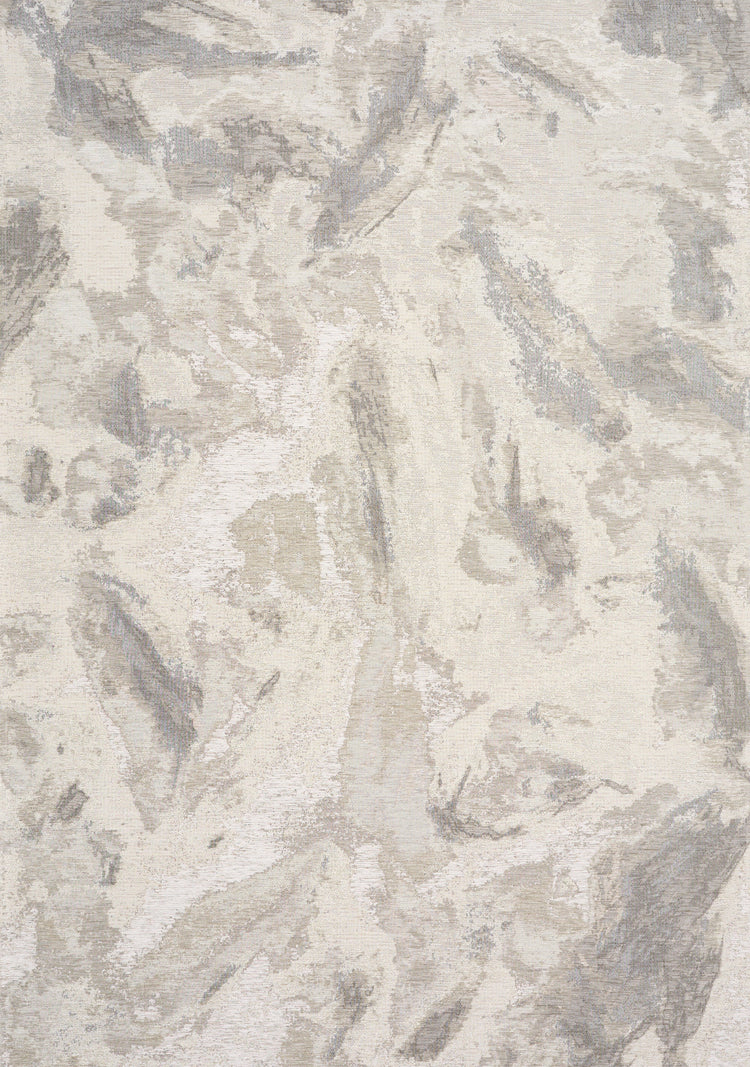 Cathedral Cream Grey Marble Pattern Chenille Rug