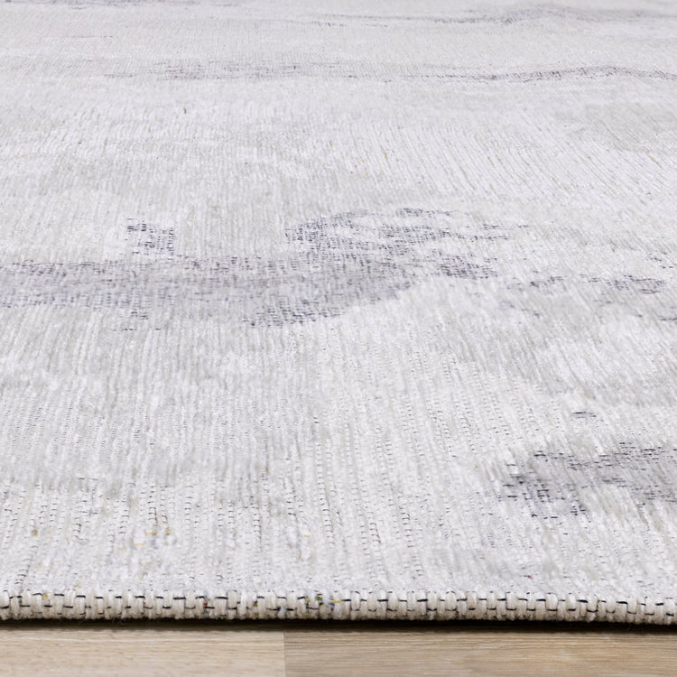 Cathedral Cream Grey Marble Pattern Chenille Rug