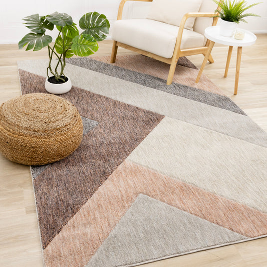 Cora Pink Taupe Geometric Design Rug