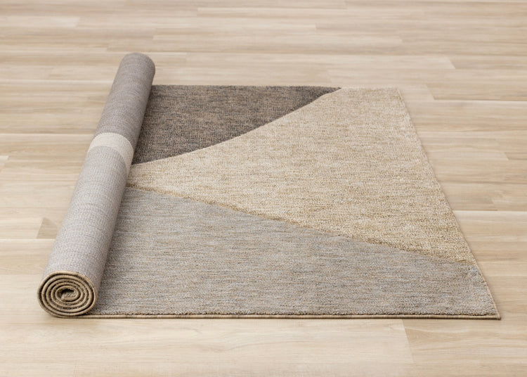 Cora Taupe Beige Grey Curvy Design Rug