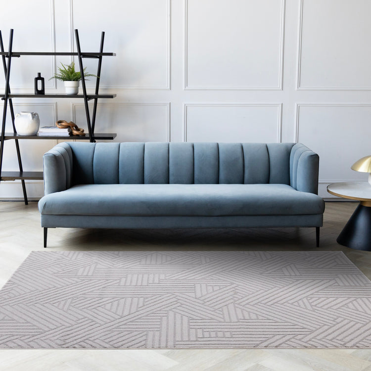 Ellington Grey Abstract Herringbone Design Rug