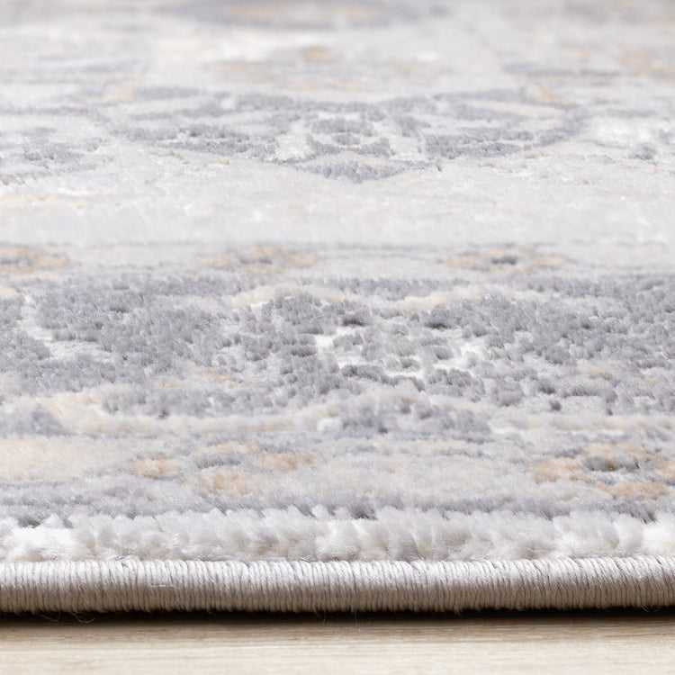 Emory Taupe White Brown Elegant Medallion Rug