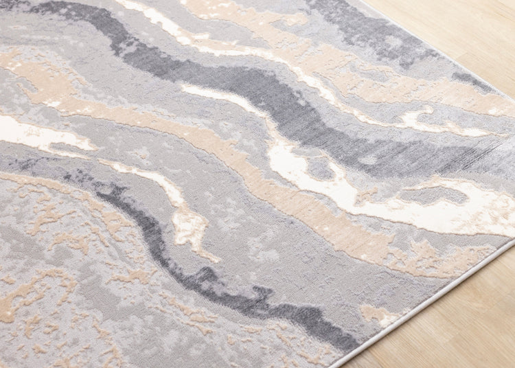 Emory Taupe Grey Beige White Mineral Layered Rug