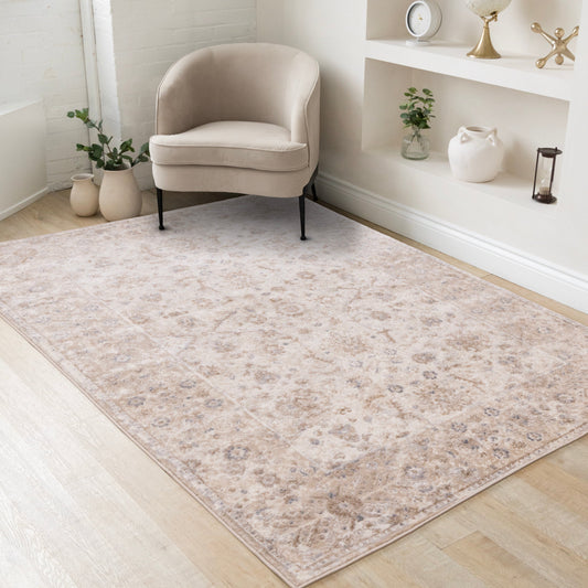 Emory Beige White Grey Elegant Classic Rug