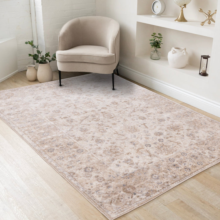 Emory Beige White Grey Elegant Classic Rug
