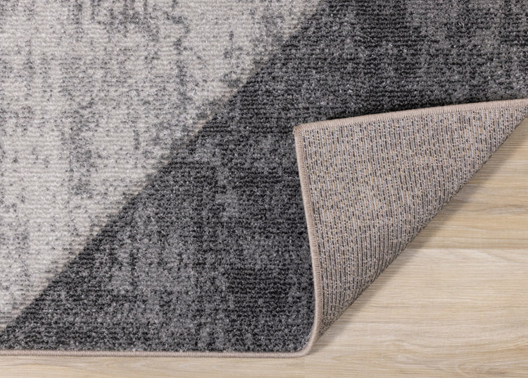 Folio Grey Beige Carved Triangular Pattern Rug