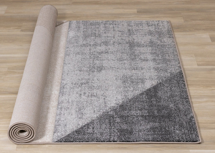 Folio Grey Beige Carved Triangular Pattern Rug