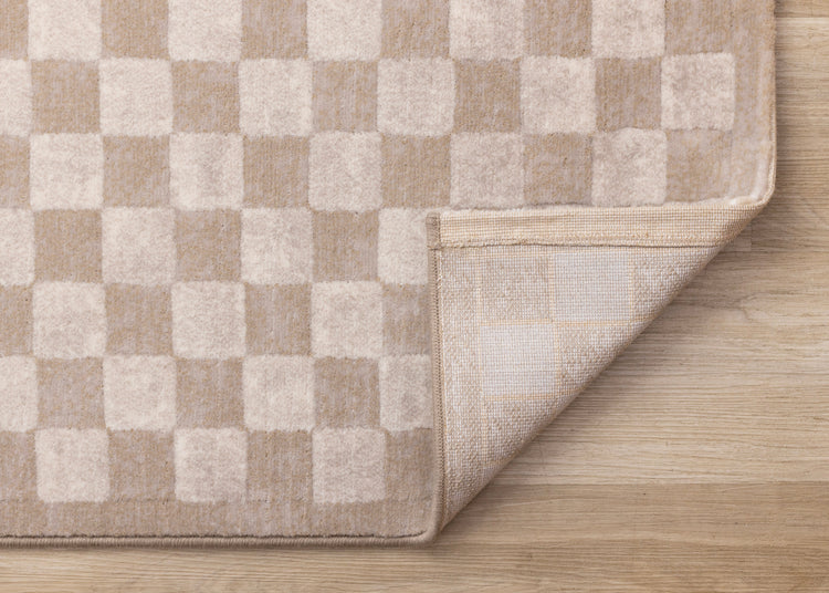 Himalaya Taupe Brown White Checkers Rug