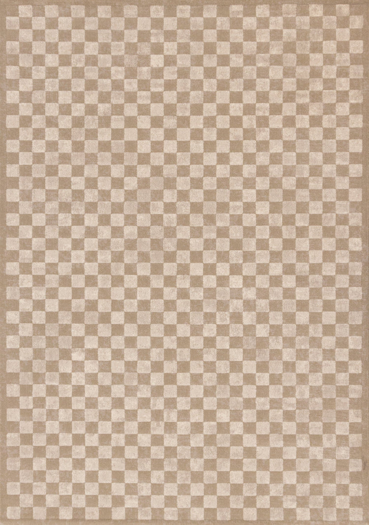 Himalaya Taupe Brown White Checkers Rug