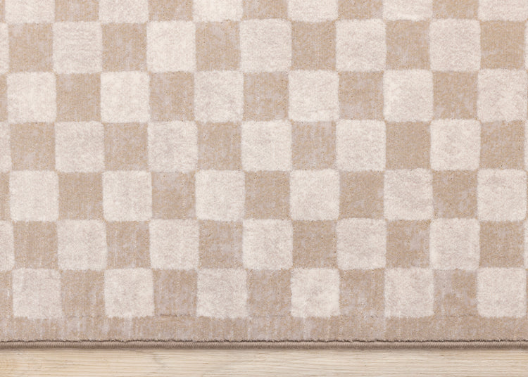 Himalaya Taupe Brown White Checkers Rug