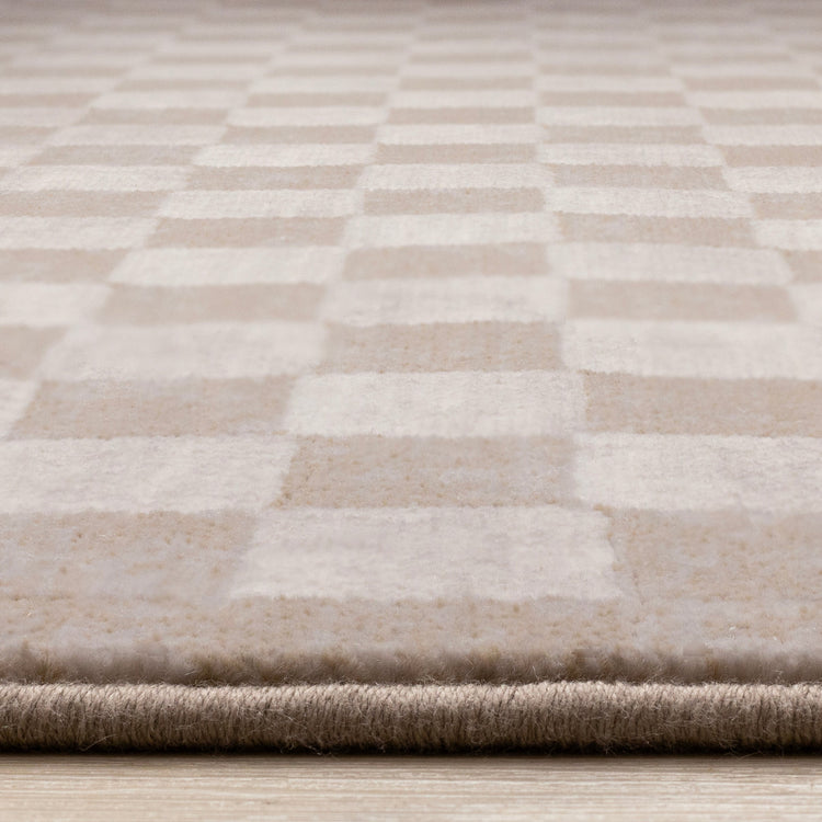 Himalaya Taupe Brown White Checkers Rug