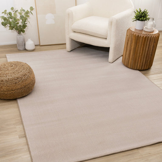 Himalaya Taupe Striped Geometric Shapes Rug