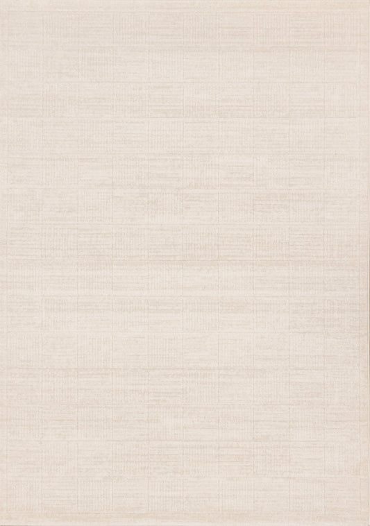 Himalaya White Taupe Striped Checkers Rug