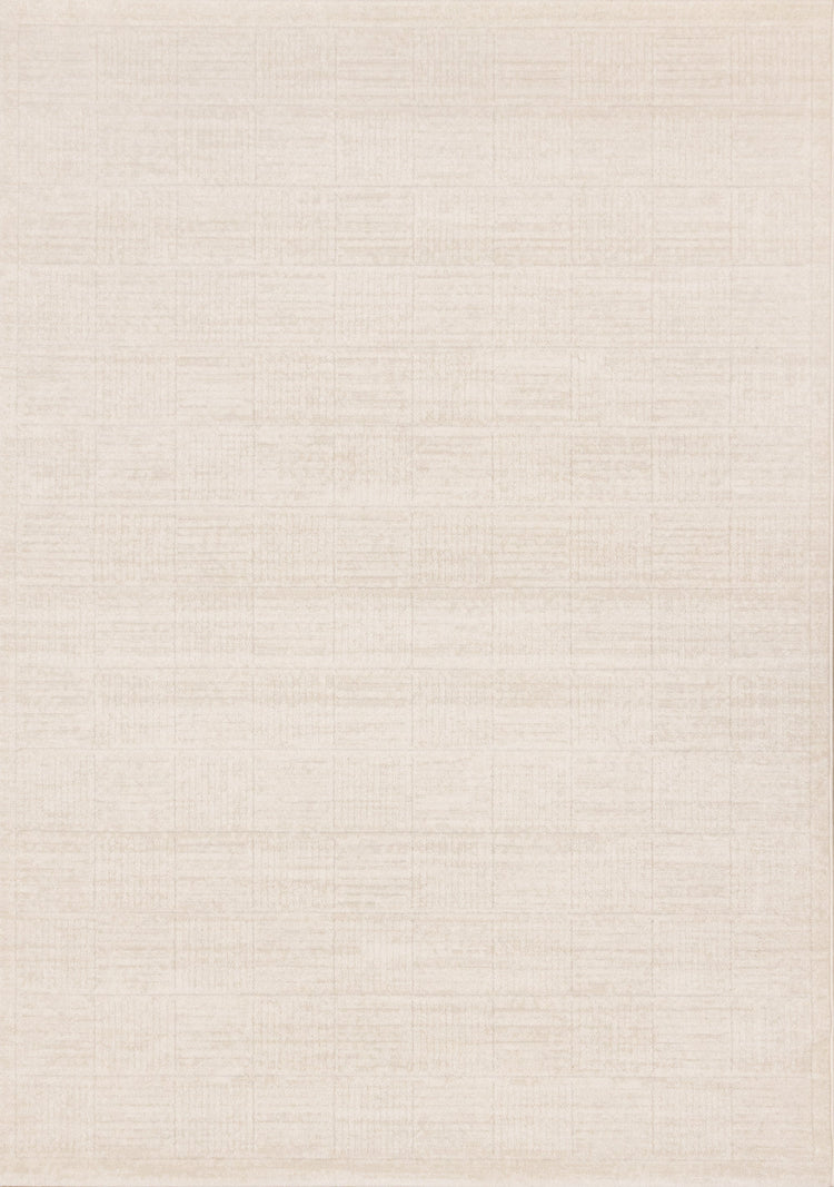 Himalaya White Taupe Striped Checkers Rug