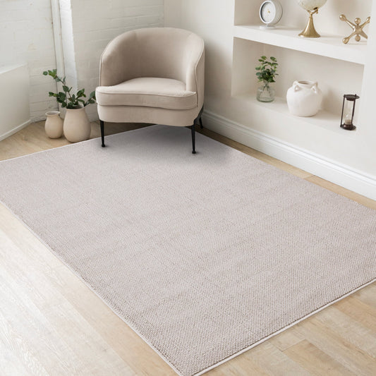Inga White Taupe High Loop Texture Rug