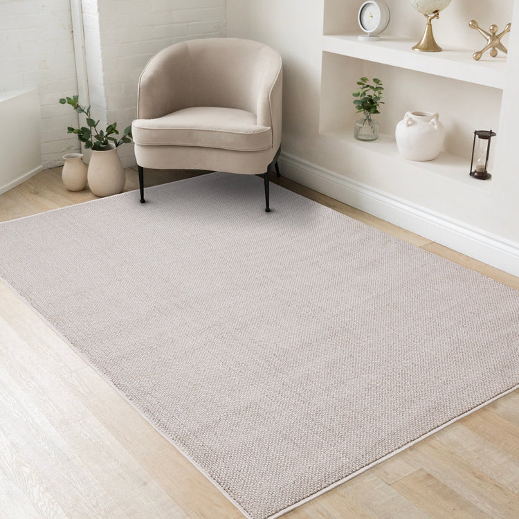 Inga White Taupe High Loop Texture Rug