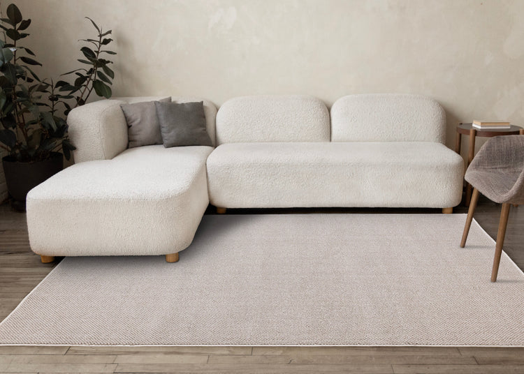 Inga White Taupe High Loop Texture Rug