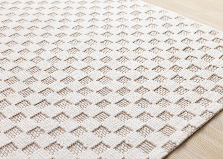 Isla White Beige Checkered Rug
