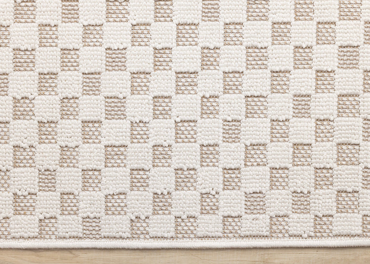 Isla White Beige Checkered Rug