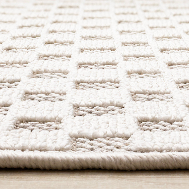 Isla White Beige Checkered Rug