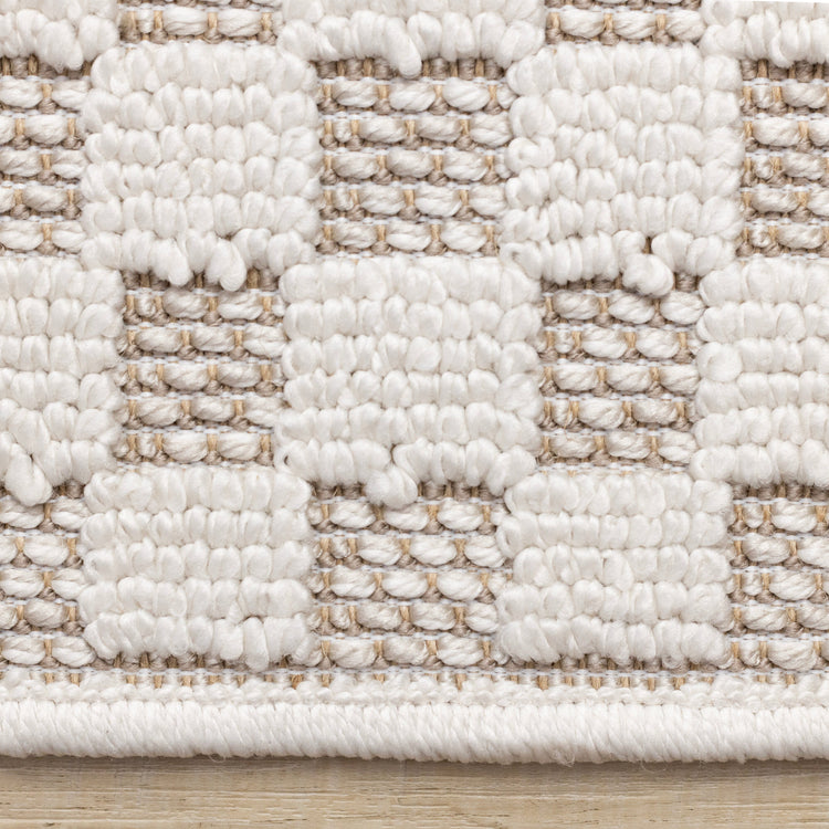 Isla White Beige Checkered Rug