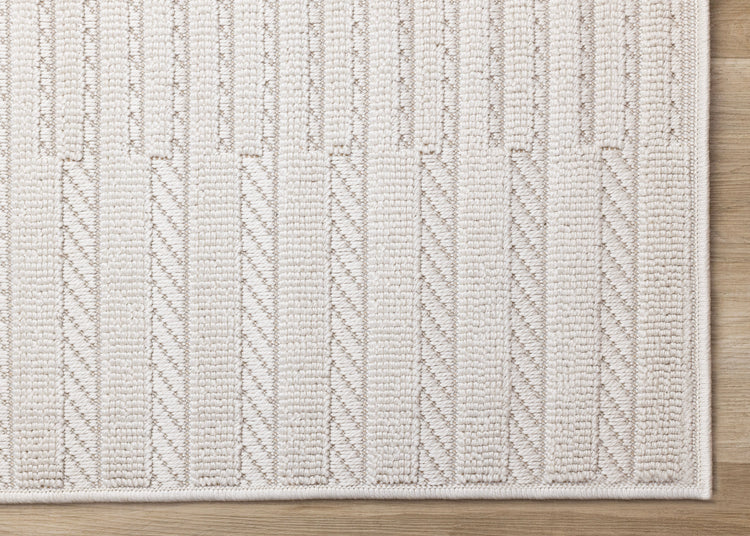 Isla White Striped Columns Rug
