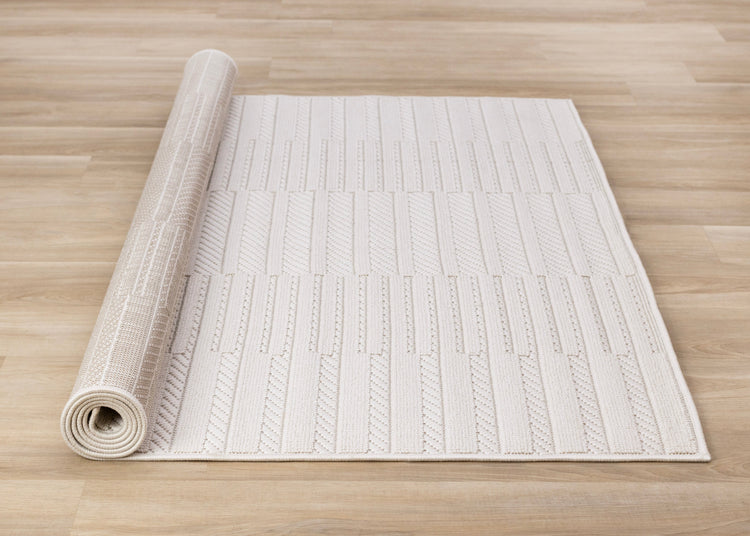 Isla White Striped Columns Rug