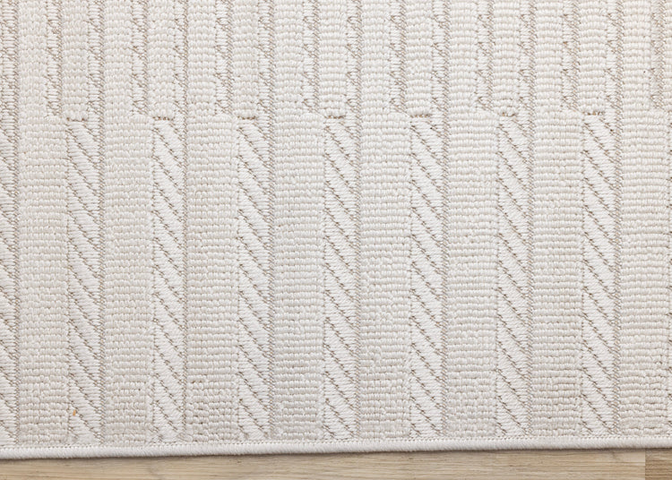 Isla White Striped Columns Rug