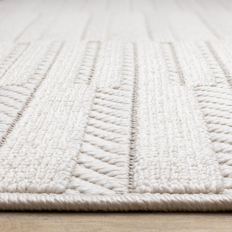 Isla White Striped Columns Rug
