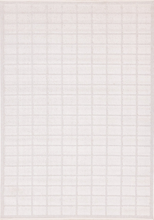 Isla White Grid Design Rug