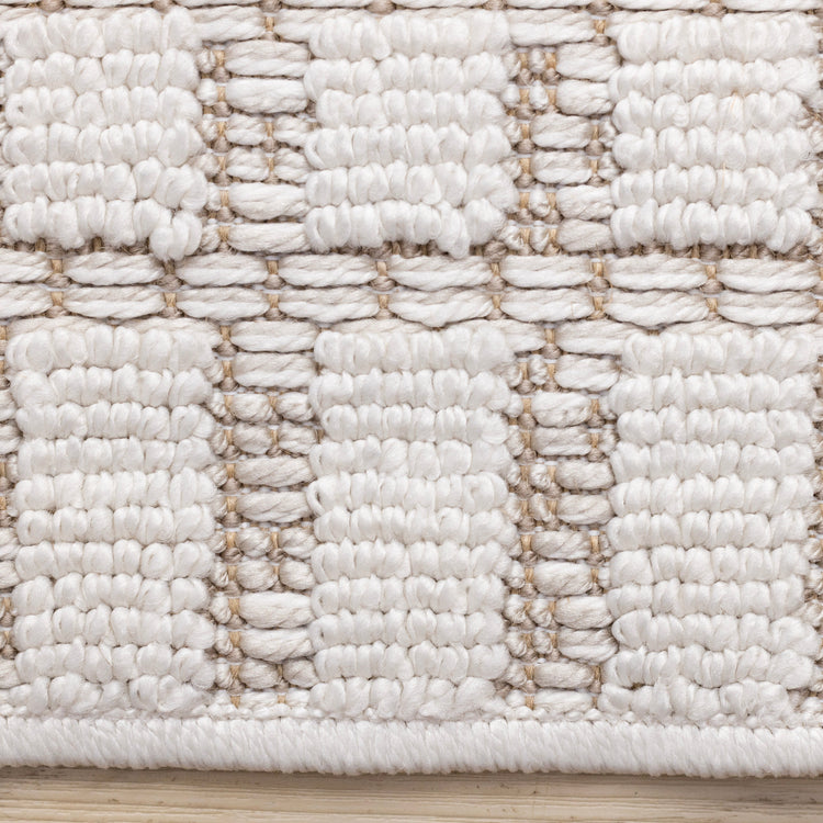 Isla White Taupe Intricate Grid Design Rug