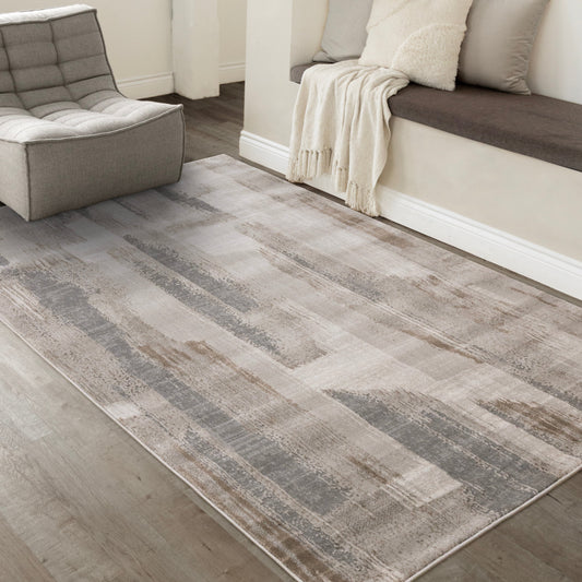 Legacy Taupe White Grey Beige Brush Strokes Design