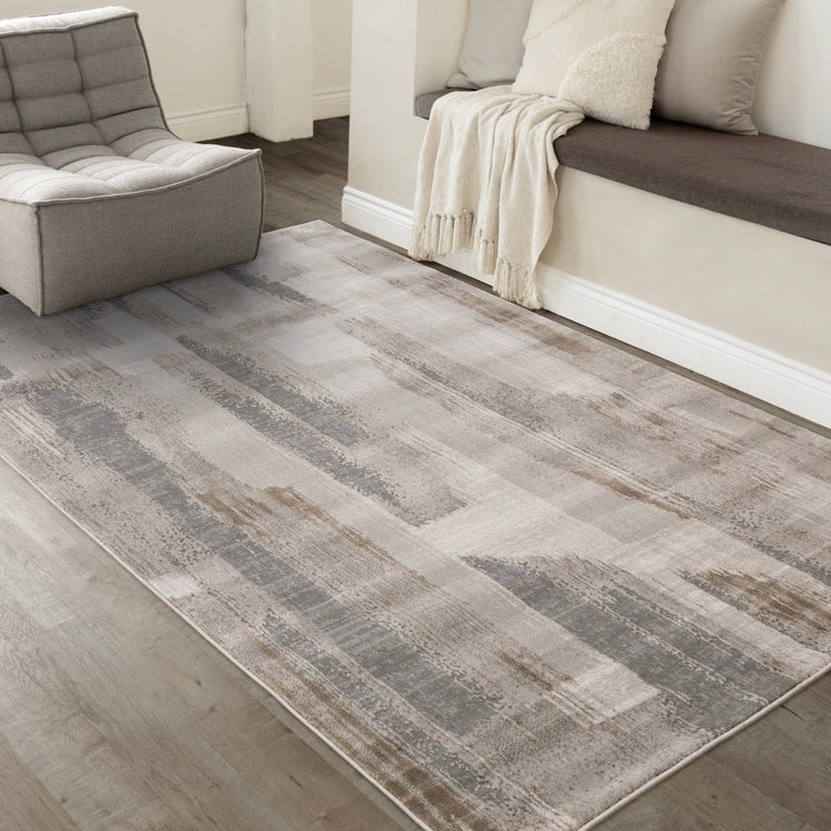 Legacy Taupe White Grey Beige Brush Strokes Design