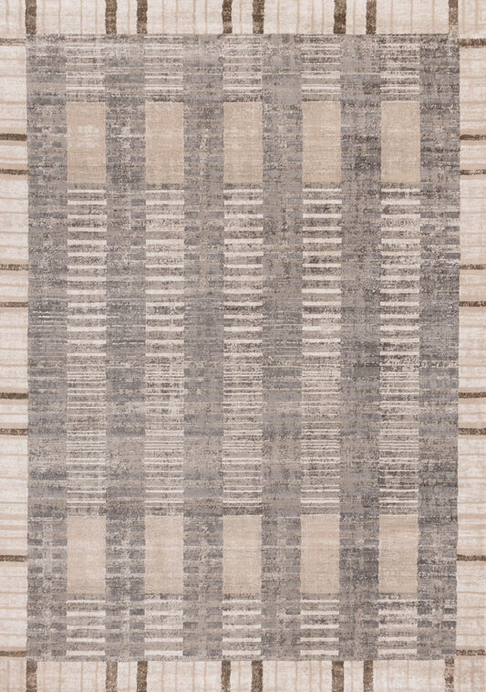 Legacy Taupe Beige Grey Geometric Striped Design Rug