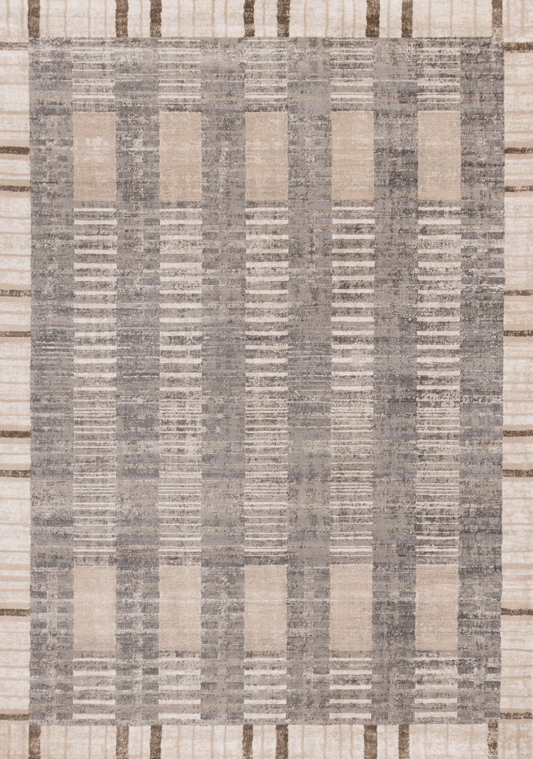Legacy Taupe Beige Grey Geometric Striped Design Rug