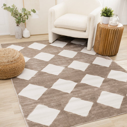 Leo Brown Cream Diamond Design Rug