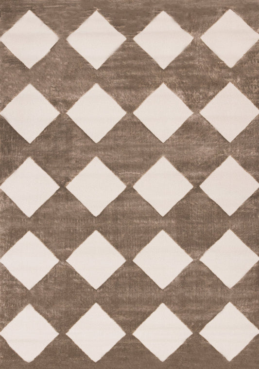 Leo Brown Cream Diamond Design Rug