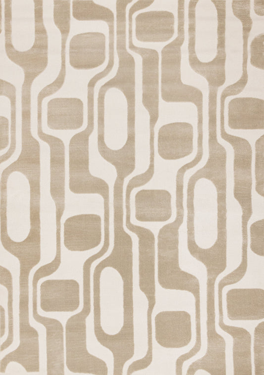 Leo Beige Cream Mid-Century Modern Design Rug