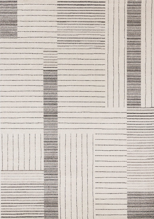 Mae White Black Intricate Line Design Rug