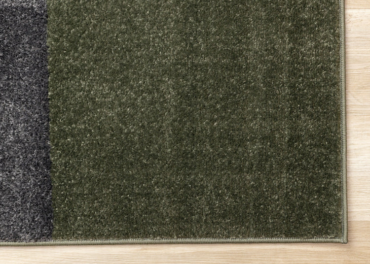 Malibu Green Grey White Modern Geometric Design Rug